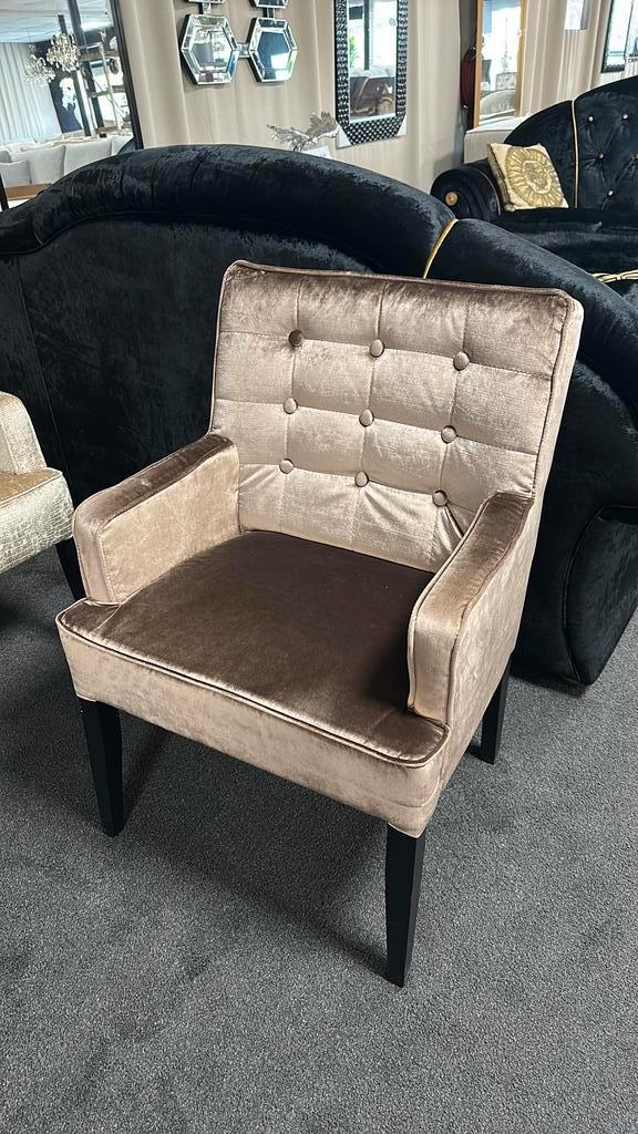Eetkamer stoel OLAF goud bruin velvet stof UITVERKOOP, Huis en Inrichting, Stoelen, Nieuw, Eén, Stof, Bruin, Ophalen