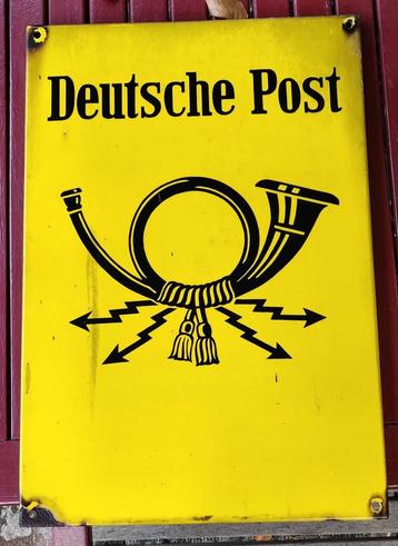 Groot emaille reclamebord, emailschild Deutsche Post 66x45 beschikbaar voor biedingen