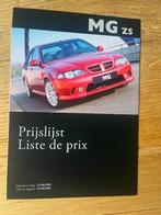 MG ZS prijslijst 2004 autofolder brochure, Ophalen of Verzenden, Zo goed als nieuw, Overige merken