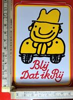 Vintage sticker Blij dat ik rij propaganda anti file, Verzamelen, Stickers, Ophalen of Verzenden, Zo goed als nieuw, Overige typen