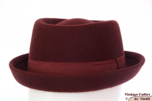 herenhoed Porkpie Hawkins bruin rood vilt mt 57 en 59 Nieuw, Kleding | Heren, Hoeden en Petten, Nieuw, Hoed, 58 of 59 cm (L, 7¼ of ⅜ inch)