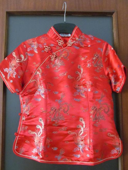 Chinese bloes korte. mouw mt. 38 - 40, Kleding | Dames, Blouses en Tunieken, Zo goed als nieuw, Maat 38/40 (M), Ophalen