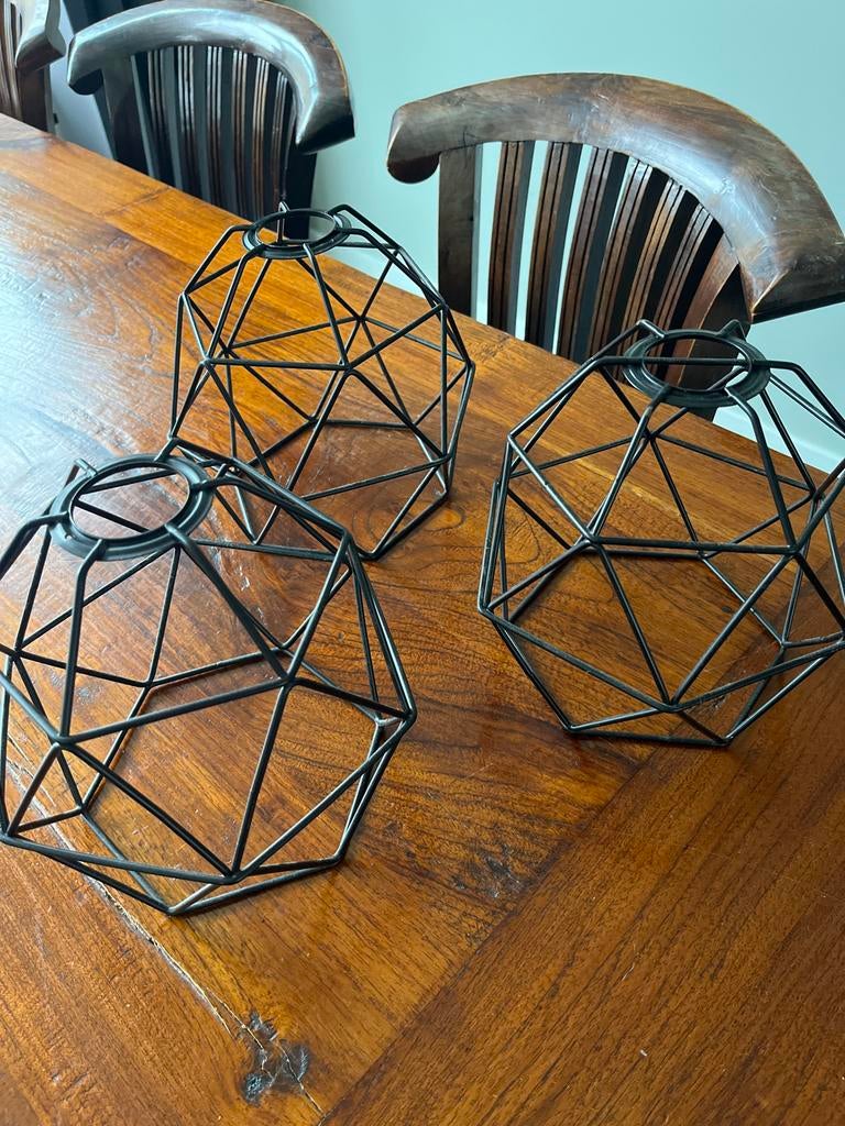 3x IKEA Brunsta Lampenkappen - Gebruikt, Gebruikt, Zwart, Ophalen of Verzenden, Overige vormen