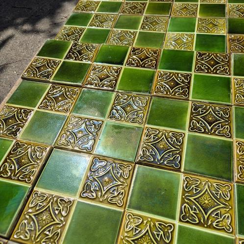 Set van 31 art nouveau tegels, viervlaks 15x15cm, Antiek en Kunst, Antiek | Wandborden en Tegels, Ophalen
