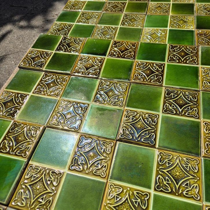 Set van 31 art nouveau tegels, viervlaks 15x15cm, Antiek en Kunst, Antiek | Wandborden en Tegels, Ophalen
