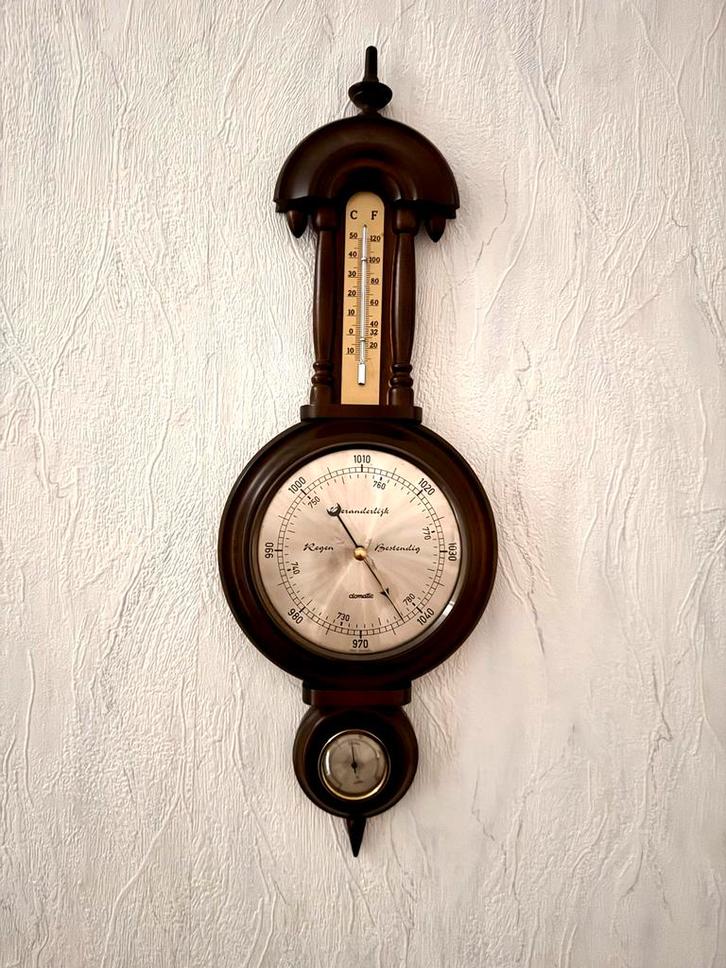 Antieke Barometer met Thermometer, Huis en Inrichting, Woonaccessoires | Thermometers, Zo goed als nieuw, Binnenthermometer, Ophalen of Verzenden