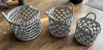Mandenset 3-delig groen-wit sisal beschikbaar voor biedingen