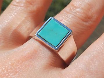 Vanoli 925 zilveren heren ring met turquoise maat 22 beschikbaar voor biedingen