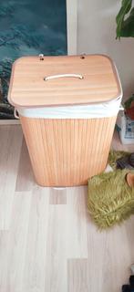 Bamboe wasmand met katoenen waszak, Ophalen, Zo goed als nieuw