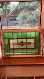 Twee identieke antieke glas in lood ramen 57 bij 83 cm, Antiek en Kunst, Curiosa en Brocante, Ophalen
