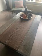Handgemaakte beton Afrikaans wengé hardhout tafel set, Huis en Inrichting, Minder dan 50 cm, Industrial, Rechthoekig, Ophalen of Verzenden