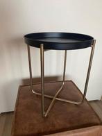 Bijzettafeltje goud onderstel zwart blad rond diam 30 cm., Huis en Inrichting, Tafels | Bijzettafels, Minder dan 45 cm, Minder dan 55 cm