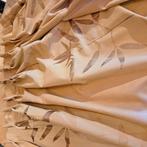 Gordijnen camel suède met blad goudkleurig vlinder plooi, Huis en Inrichting, 200 cm of meer, Zo goed als nieuw, Klassiek, Beige