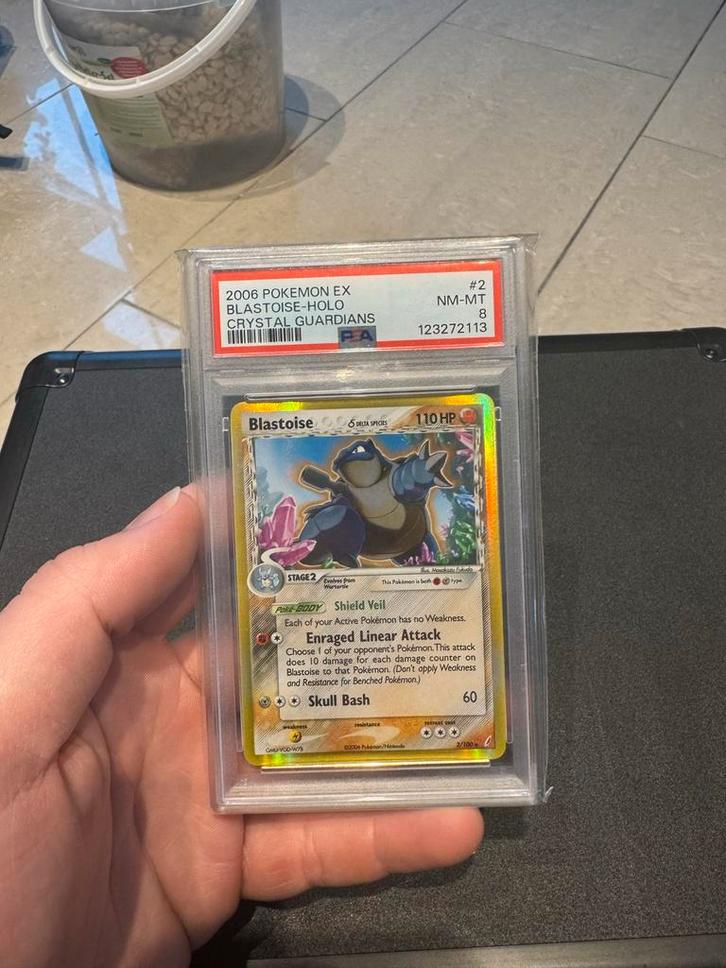 Pokémon Crystal Guardians Holo Blastoise kaart PSA 8, Hobby en Vrije tijd, Verzamelkaartspellen | Pokémon, Zo goed als nieuw, Losse kaart