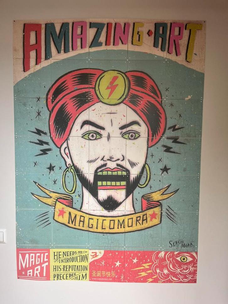 Uniek Ixxi wanddecoratie Sergio Mora Spaanse Kunstenaar, Verzamelen, Posters, Zo goed als nieuw, Film en Tv, Deurposter of groter