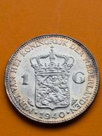 1 Gulden 1940 - Wilhelmina unc schitterende patina, 1 gulden, Zilver, Ophalen of Verzenden, Koningin Wilhelmina