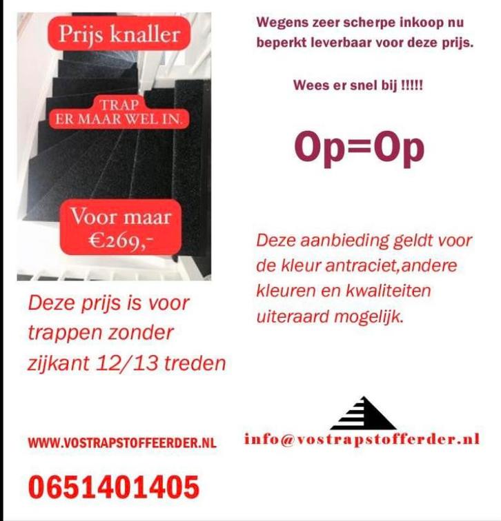 Trap bekleden leggen stofferen All-In 295,-EURO!!!!!!, Diensten en Vakmensen, Vloerleggers en Parketteurs, Tapijt of Kunststof