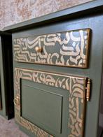 Vintage nachtkastjes olijfgroen / set van 2, Huis en Inrichting, Kasten | Ladekasten, Donyavimin@gmail.com, Ophalen of Verzenden