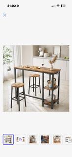 Bartafel met krukjes, Huis en Inrichting, Barren, Ophalen, Zo goed als nieuw, Inclusief barstoelen