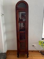 Smalle houten kast met glazen deur, Huis en Inrichting, Kasten | Vitrinekasten, Ophalen, Minder dan 50 cm, Gebruikt, 150 tot 200 cm