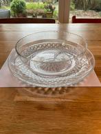 Antieke kristallen geslepen schaal op bijpassend bord, Ophalen