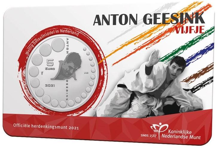 5 Euro Nederland 2021 in UNC Coincard - Anton Geesink Vijfje, Postzegels en Munten, Munten | Europa | Euromunten, Losse munt, 5 euro