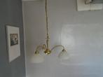Messing hanglamp met 3 glazen kelken (16 x 10cm), Huis en Inrichting, Lampen | Hanglampen, Ophalen, Zo goed als nieuw, Glas, 75 cm of meer