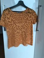 Zara kant shirtje topje mosterdgeel - S, Zara, Geel, Ophalen of Verzenden, Zo goed als nieuw