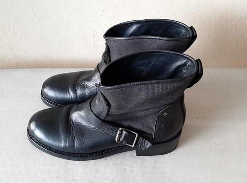 G-STAR, zwart leren/canvas boots/enkellaarsjes, mt 39, Kleding | Dames, Schoenen, Gedragen, Lage of Enkellaarzen, Zwart, Ophalen of Verzenden