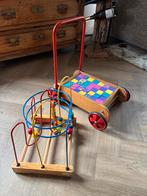Vintage Loopkar met Blokken & Rekje met Kralen - 70s, Ophalen of Verzenden, Gebruikt, Overige typen, Met wieltjes