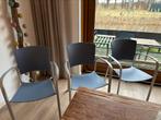 6 grijsblauwe design eetkamerstoelen, ook voor buiten!, Huis en Inrichting, Stoelen, Vijf, Zes of meer stoelen, Grijs, Kunststof