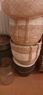 3 rieten manden en een lampenkap, Huis en Inrichting, Ophalen of Verzenden, Nieuw, Rond, Riet