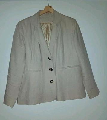 Dames Linnen Colbert maat 46 kleur beige beschikbaar voor biedingen
