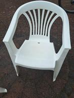4x Witte Plastic Terrasstoelen - Stapelbaar, Ophalen of Verzenden, Gebruikt, Plastic, Stapelbaar