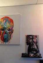 Color skull schilderij 110x110, Ophalen of Verzenden