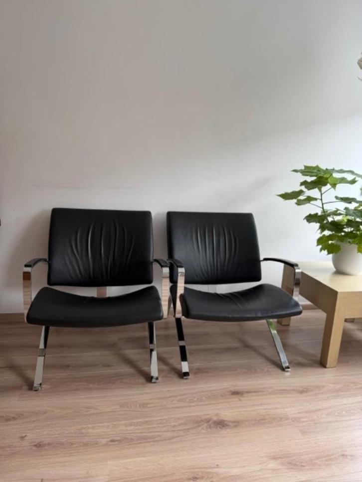 Artifort F396 stoel, Huis en Inrichting, Stoelen, Zo goed als nieuw, Eén, Leer, Zwart, Ophalen