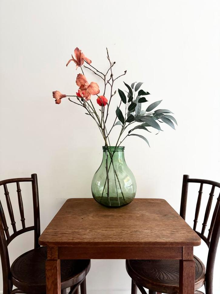 Mooie, grote vintage, retro vaas, groen glas, Huis en Inrichting, Woonaccessoires | Vazen, Gebruikt, Groen, Minder dan 50 cm, Glas