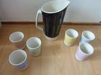 Vintage limonade kan met 6 bekers jaren 60, Ophalen of Verzenden