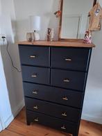 Zwarte ladekast met houten blad, 5 laden of meer, 100 tot 150 cm, 50 tot 100 cm, Zo goed als nieuw