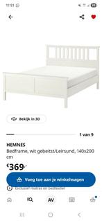 Bedframe + lattenbodem Hemnes 140 × 200, Ophalen, Wit, Tweepersoons, 140 cm