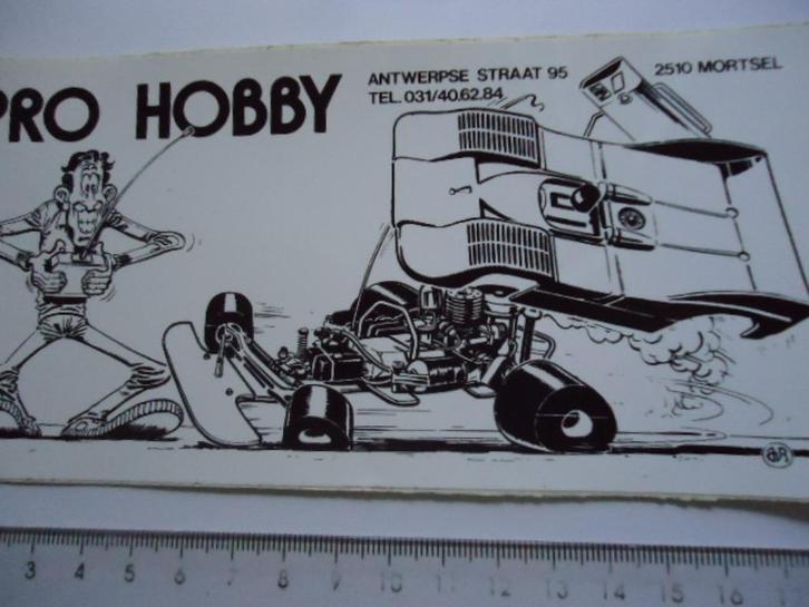 sticker oud Modelbouw Pro hobby strip rc auto race belgie, Verzamelen, Stickers, Zo goed als nieuw, Bedrijf of Vereniging, Verzenden