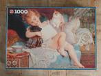 Nostalgische puzzel meisje met hond en kat. 1000 stukjes, Ophalen of Verzenden, 500 t/m 1500 stukjes, Gebruikt, Legpuzzel
