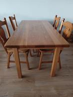 Eiken houten tafel met 4 stoelen, Ophalen, Gebruikt, Eikenhout, 50 tot 100 cm