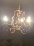 Vintage kroonluchter met paarse details, Ophalen of Verzenden, Gebruikt, Glas, Vintage