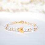 Armband met maansteen en goudkleurige maan, Nieuw, Ophalen of Verzenden, Goud, Met edelsteen