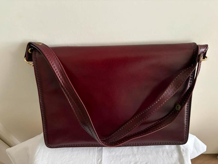 Vintage lederen stewardess tas uit de jaren ‘70, bordeaux, Verzamelen, Luchtvaart en Vliegtuigspotten, Zo goed als nieuw, Overige typen