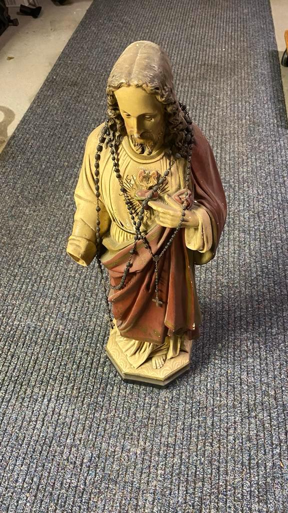 Antiek Jezusbeeld met rozenkrans, Antiek en Kunst, Kunst | Beelden en Houtsnijwerken, Ophalen