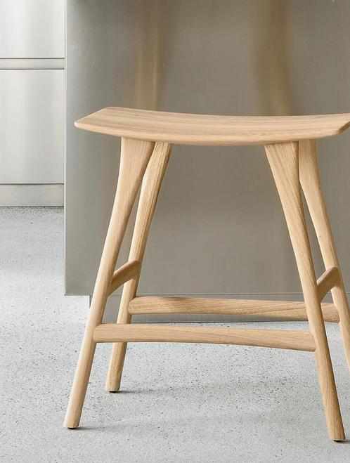 Osso Barkrukken Ethnicraft - 3 stuks, Huis en Inrichting, Barkrukken, Zo goed als nieuw, 60 tot 90 cm, Hout, 3 krukken, Met voetsteun