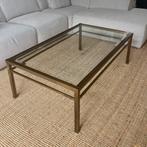 Glazen Salontafel in Chroom Messing Goud, Ophalen, 50 tot 100 cm, Zo goed als nieuw, Minder dan 50 cm