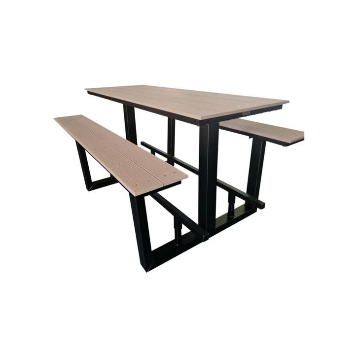 Hoge picknicktafel, Bar tafel met vaste banken Duurzame keus, Tuin en Terras, Picknicktafels, Nieuw, Rechthoekig, Staal, Ophalen of Verzenden